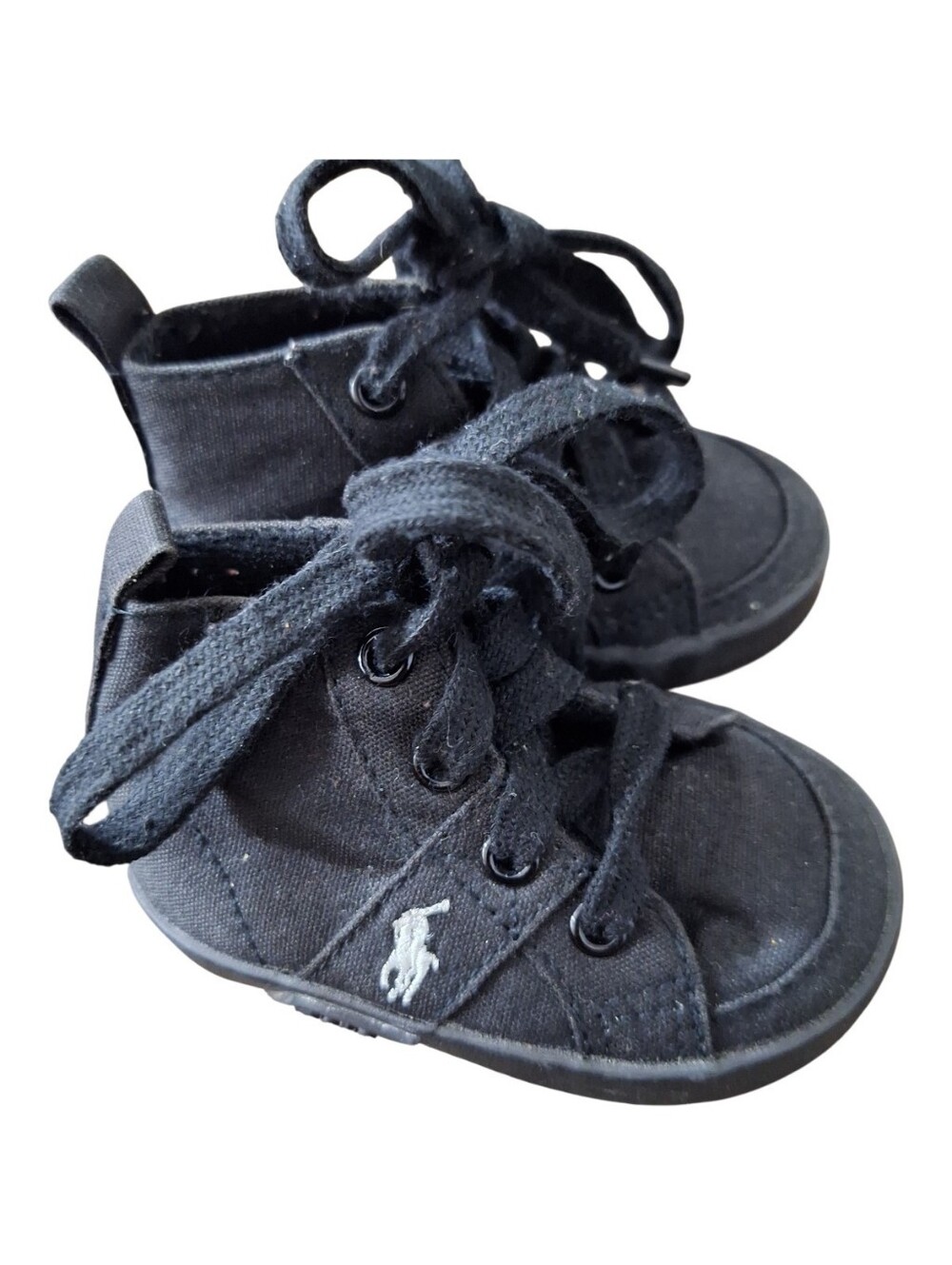 Ralph Lauren Black Canvas High-Top Toddler Sneakers Size 2